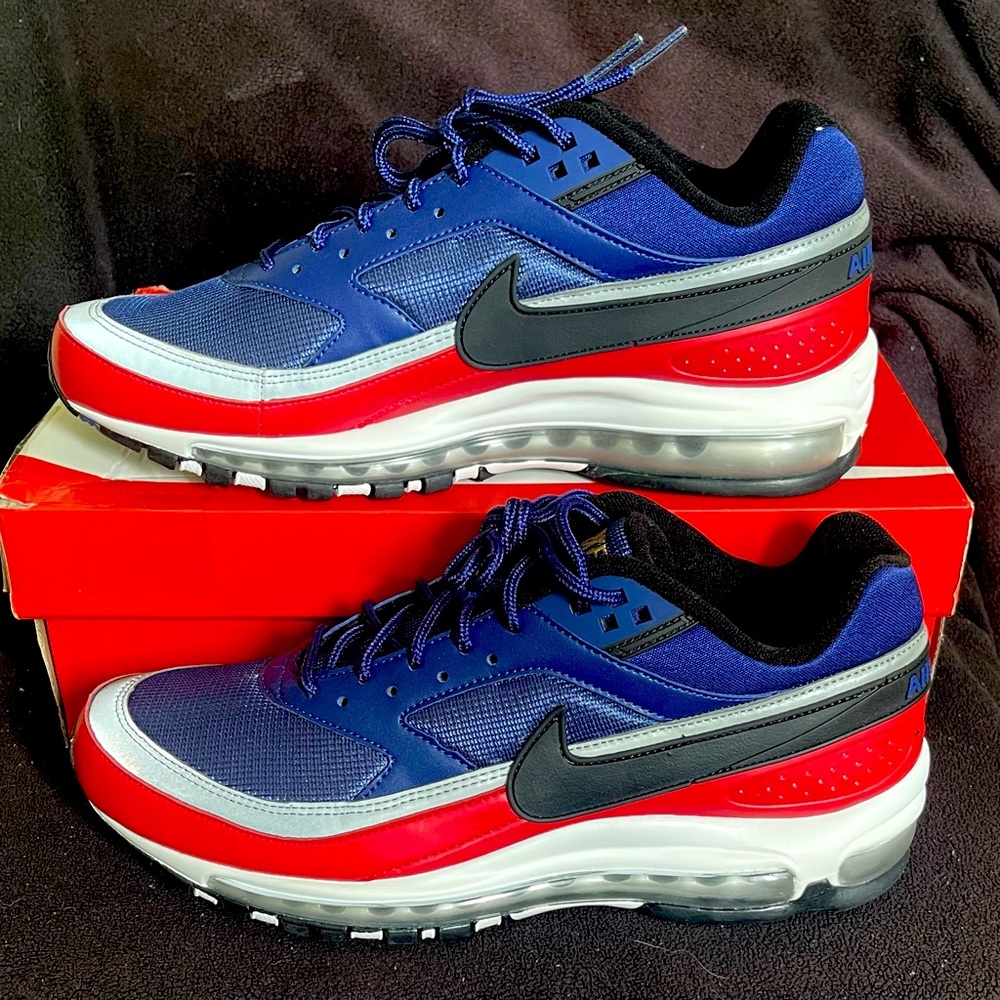 NIKE  AIR MAX 97 BW AO2406 400 Deep Royal Blue Red Men's Running Shoes Size 9.5